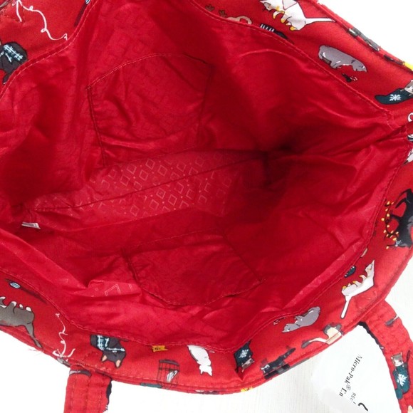 Vera Bradley Tote Holiday Cats Factory Style Essential Red Signature Cotton New - Picture 8 of 12